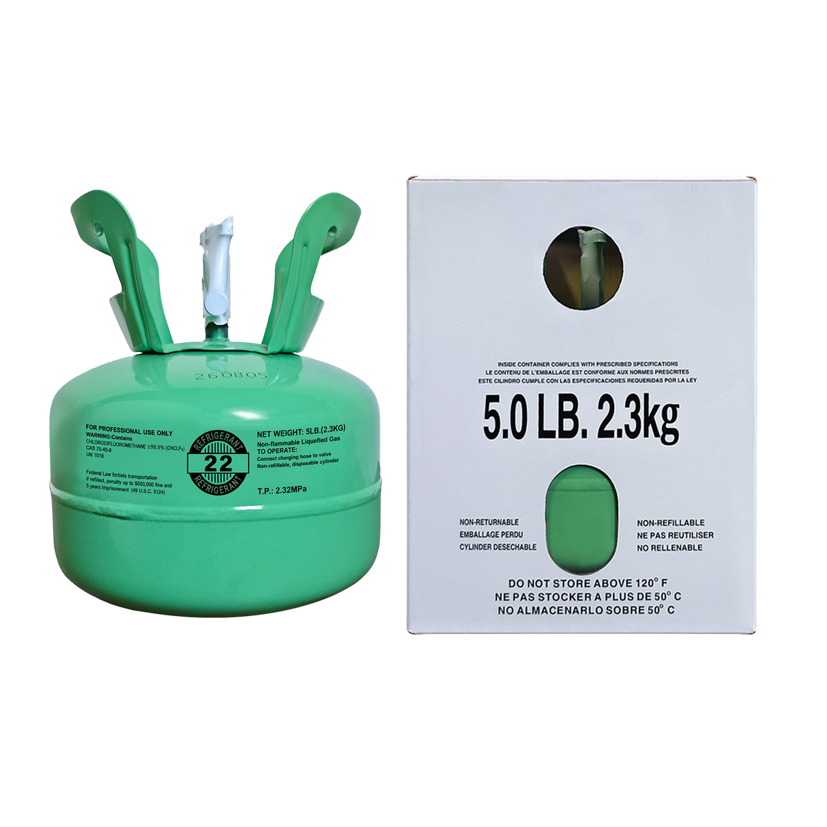 5LB R22 (R-22) Refrigerant Gas | 10 Cylinders